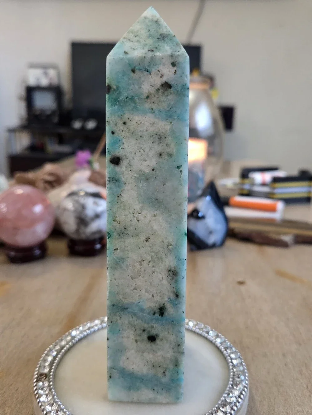 Natural Chrysocolla Blue Green Crystal Point Obelisk Tower #7 New